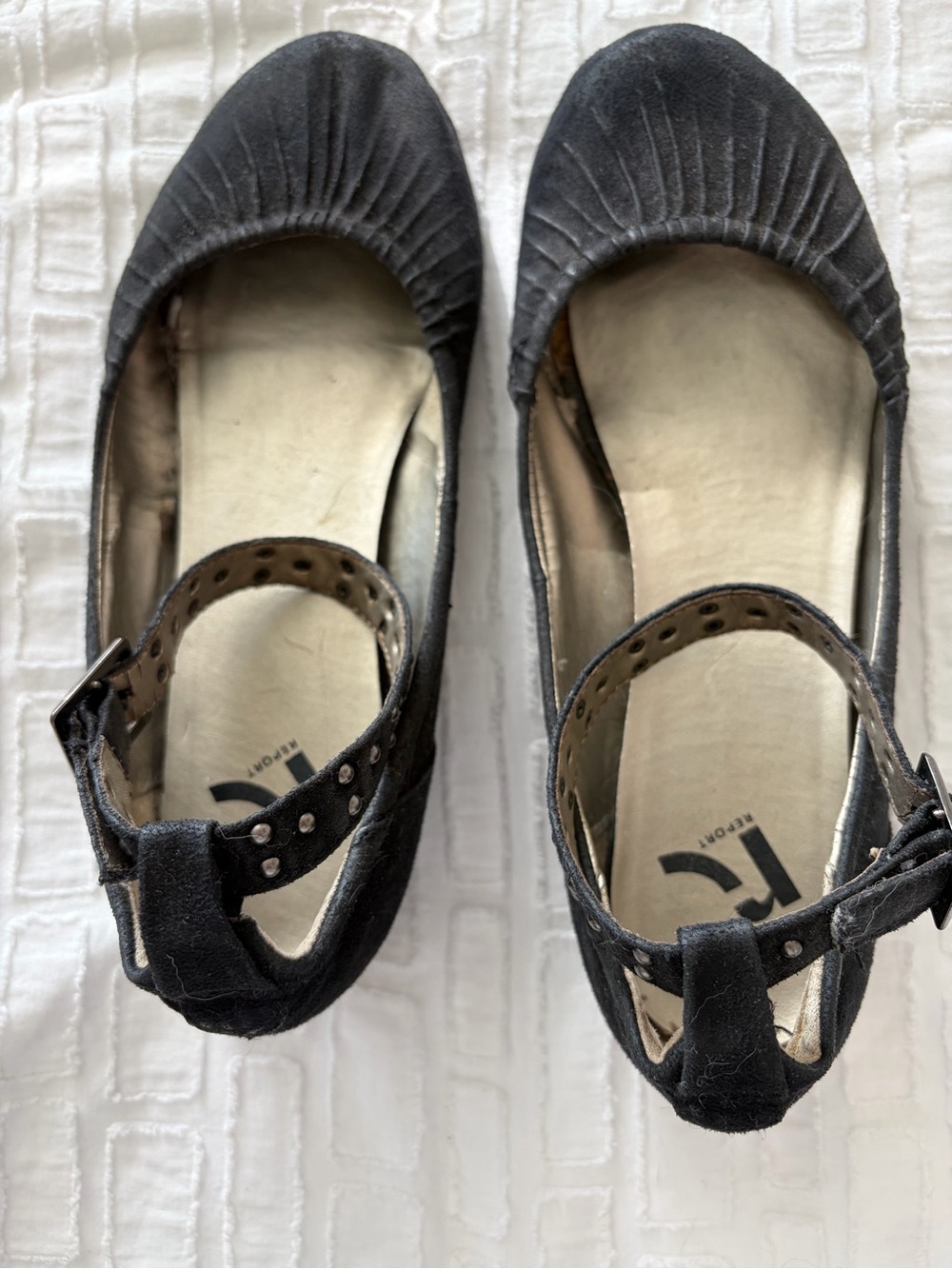 Report Black Ballet Flats with Ankle Strap